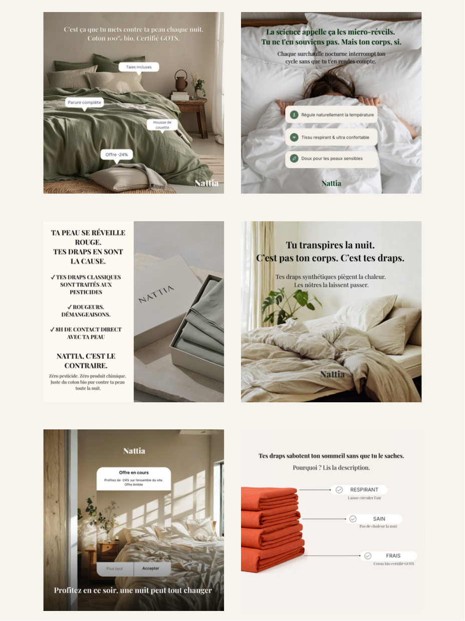 Nattia landing page creatives